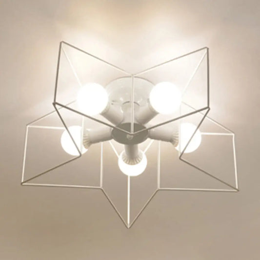 DecorBites™ DecorBites™ Industrial Style Ceiling Light: 5-Bulb Flush Mount Fixture with Iron Frame Lampshade - Dining Room Lighting