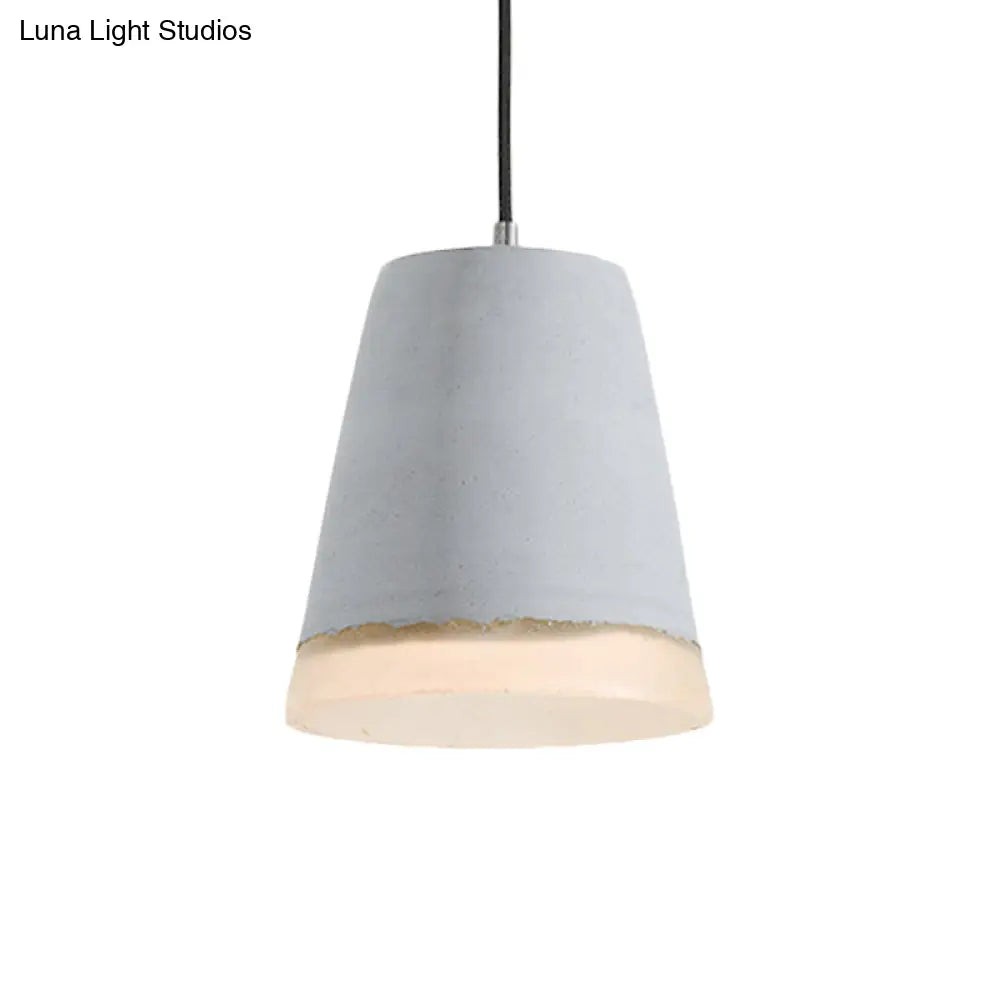 Industrial-Style Cement Grey Hanging Pendant Ceiling Lamp - Cone/Bowl/Dome Design, 1-Light Resin Fixture