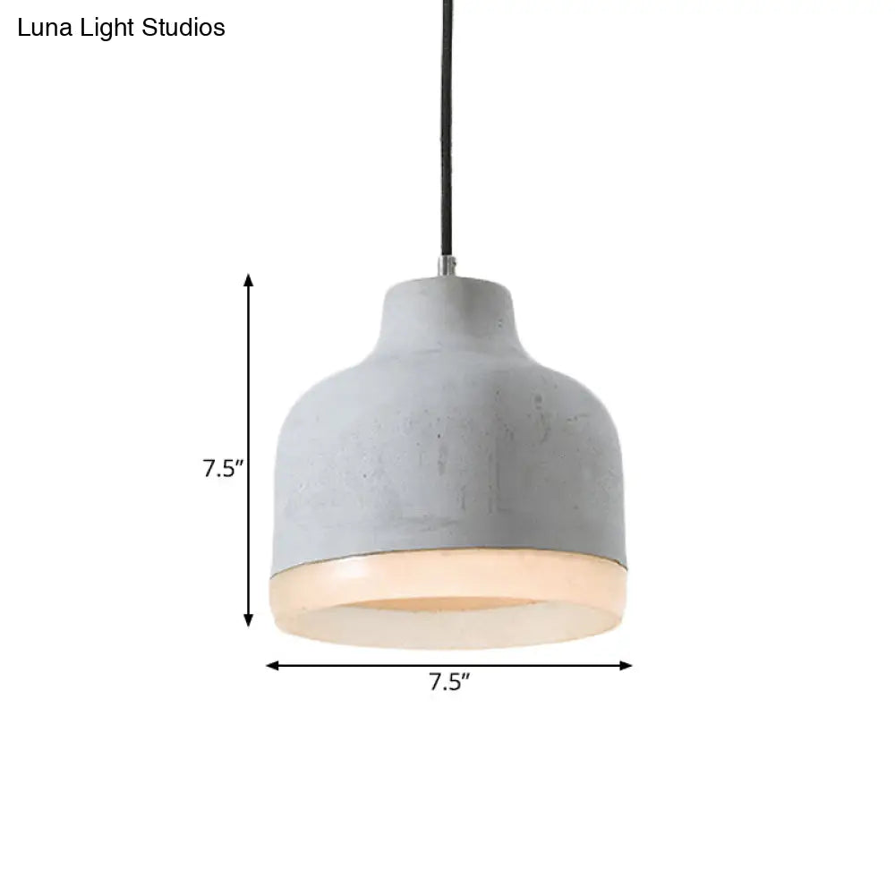 Industrial-Style Cement Grey Hanging Pendant Ceiling Lamp - Cone/Bowl/Dome Design, 1-Light Resin Fixture