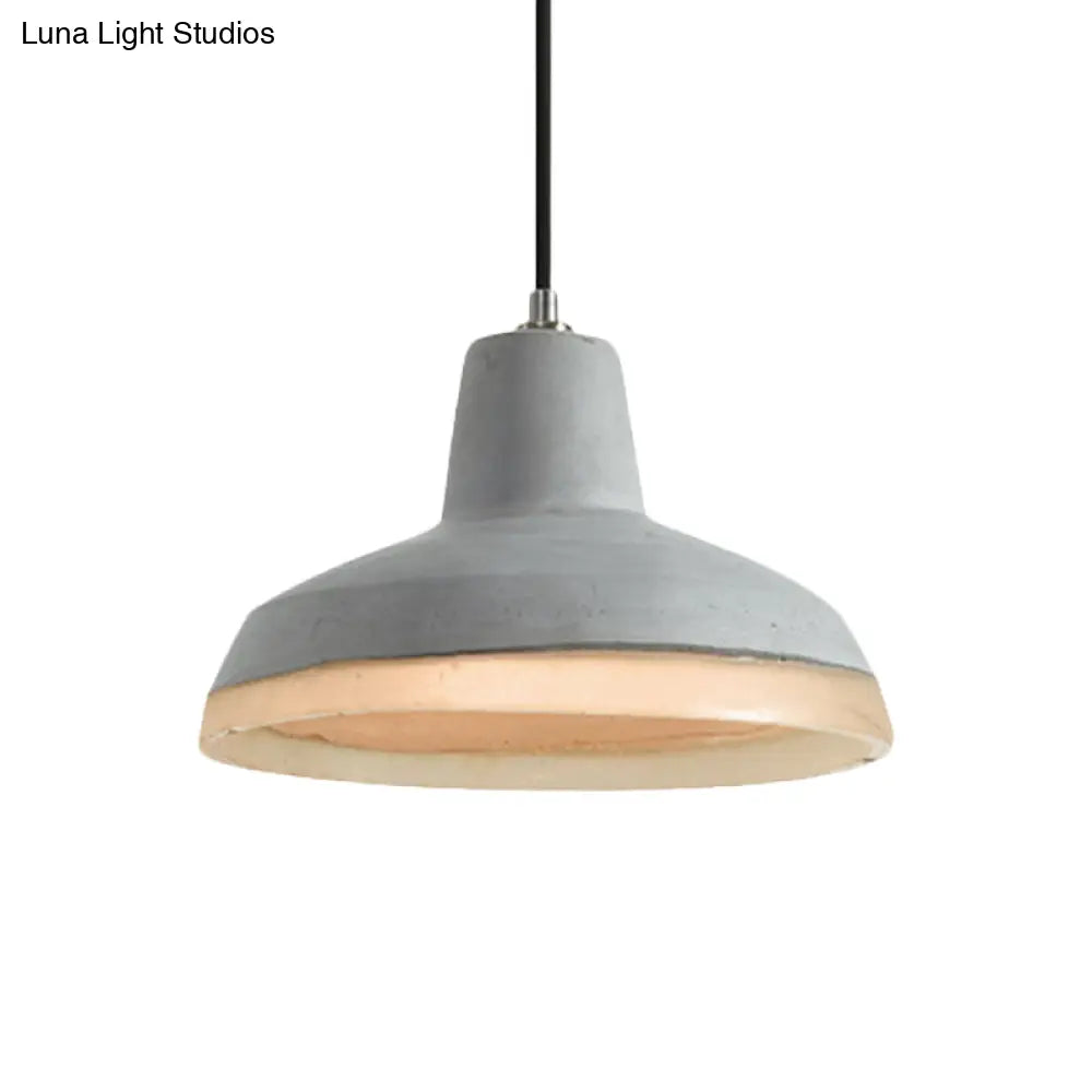 Industrial-Style Cement Grey Hanging Pendant Ceiling Lamp - Cone/Bowl/Dome Design, 1-Light Resin Fixture