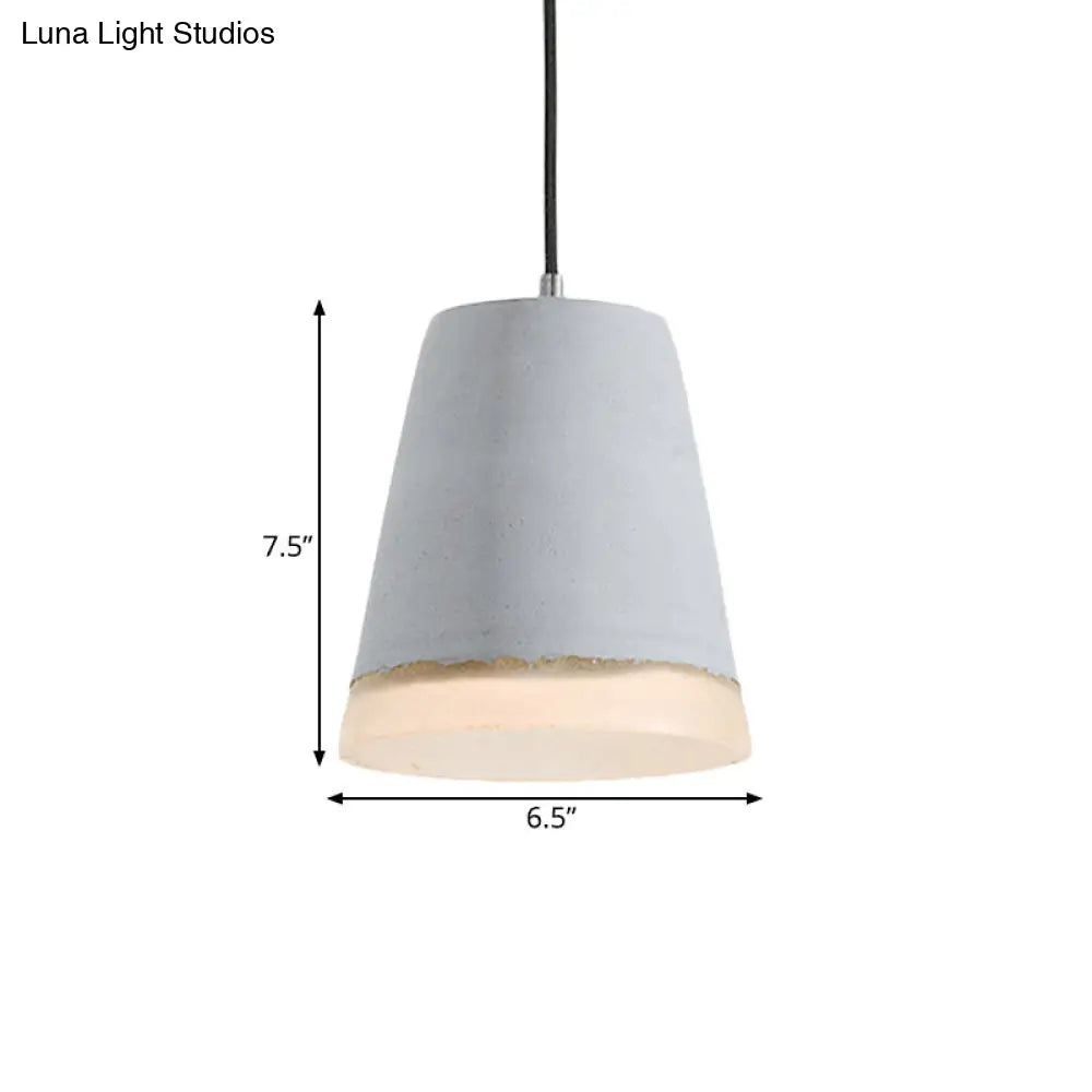 Industrial-Style Cement Grey Hanging Pendant Ceiling Lamp - Cone/Bowl/Dome Design, 1-Light Resin Fixture