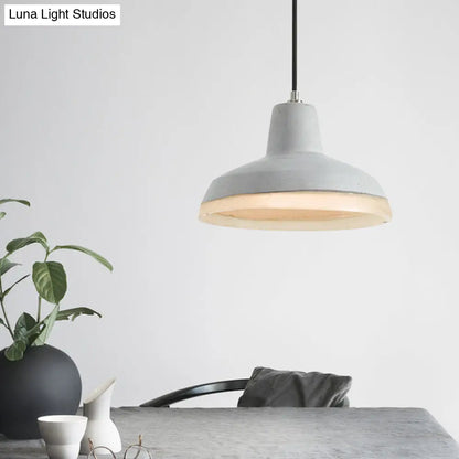 Industrial-Style Cement Grey Hanging Pendant Ceiling Lamp - Cone/Bowl/Dome Design, 1-Light Resin Fixture