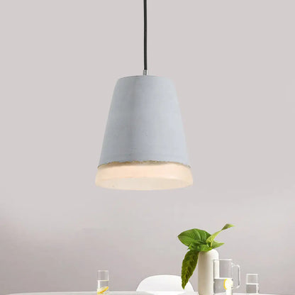 Industrial-Style Cement Grey Hanging Pendant Ceiling Lamp - Cone/Bowl/Dome Design, 1-Light Resin Fixture