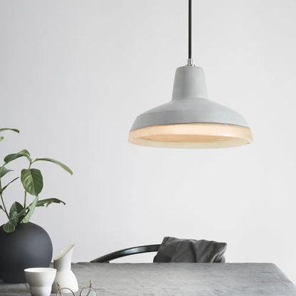 Industrial-Style Cement Grey Hanging Pendant Ceiling Lamp - Cone/Bowl/Dome Design, 1-Light Resin Fixture