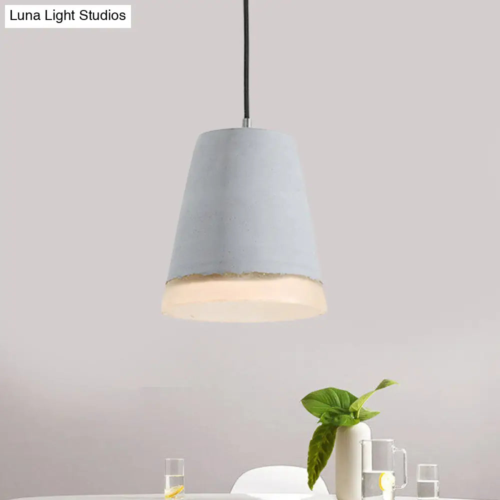 Industrial-Style Cement Grey Hanging Pendant Ceiling Lamp - Cone/Bowl/Dome Design, 1-Light Resin Fixture