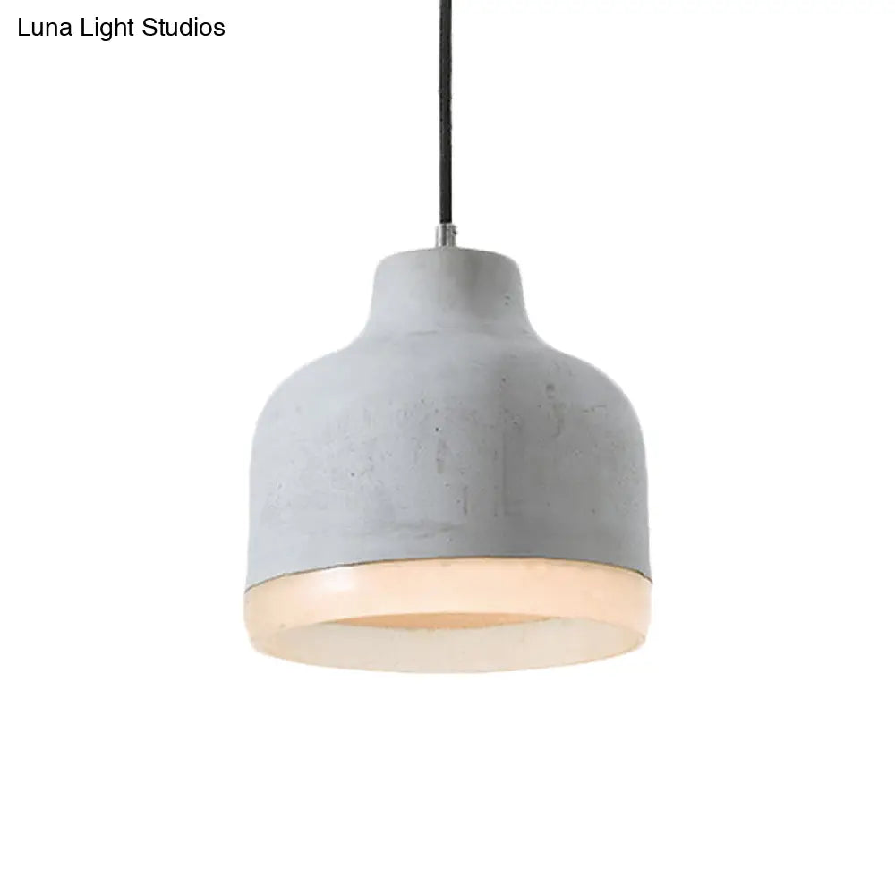 Industrial-Style Cement Grey Hanging Pendant Ceiling Lamp - Cone/Bowl/Dome Design, 1-Light Resin Fixture