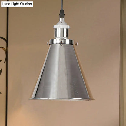 Industrial Style Cone-Shaped Hanging Pendant Lamp - Black/Brass Iron, Ideal for Dining Room Lighting