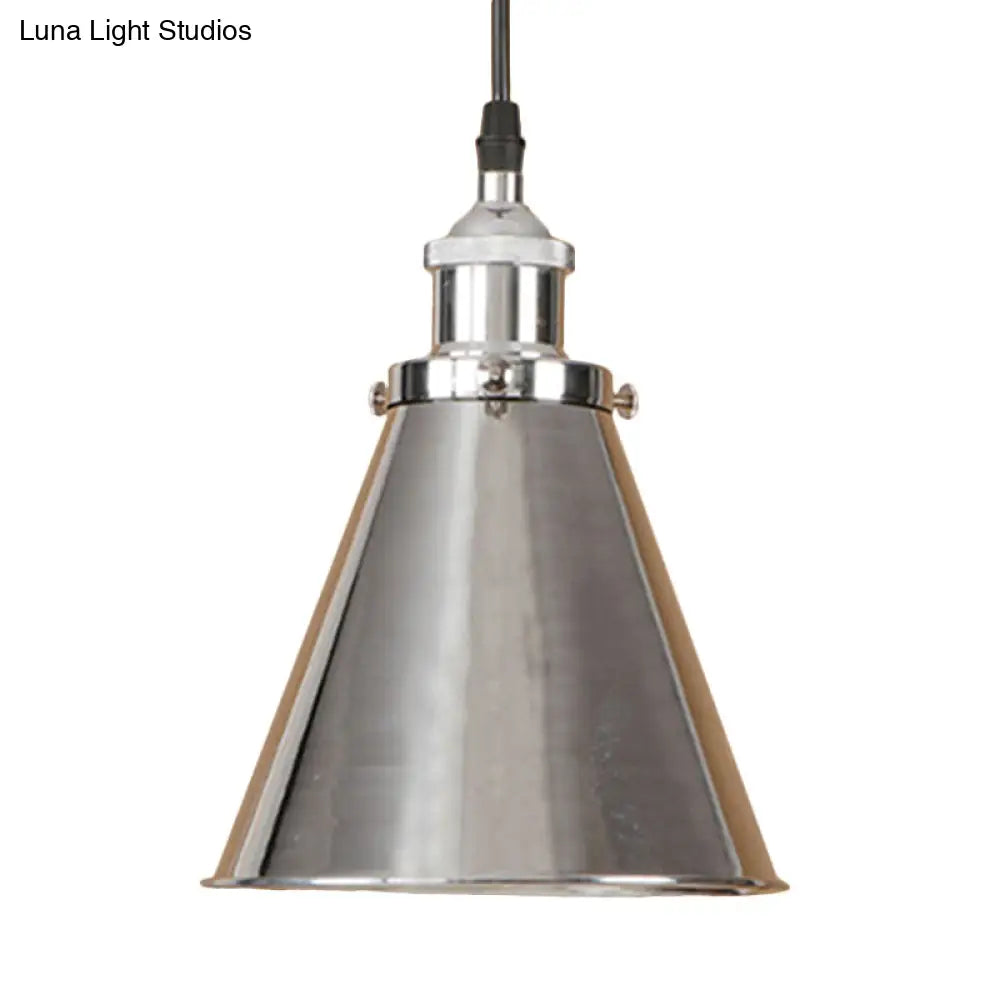 Industrial Style Cone-Shaped Hanging Pendant Lamp - Black/Brass Iron, Ideal for Dining Room Lighting