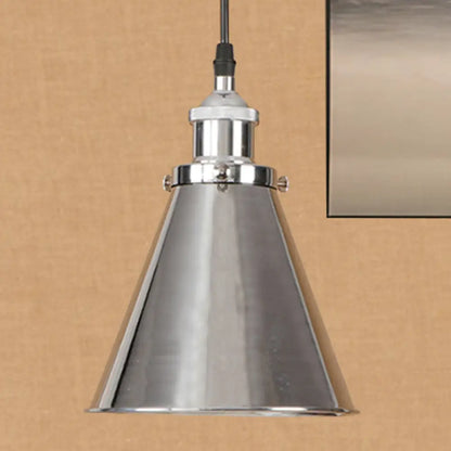 Industrial Style Cone-Shaped Hanging Pendant Lamp - Black/Brass Iron, Ideal for Dining Room Lighting