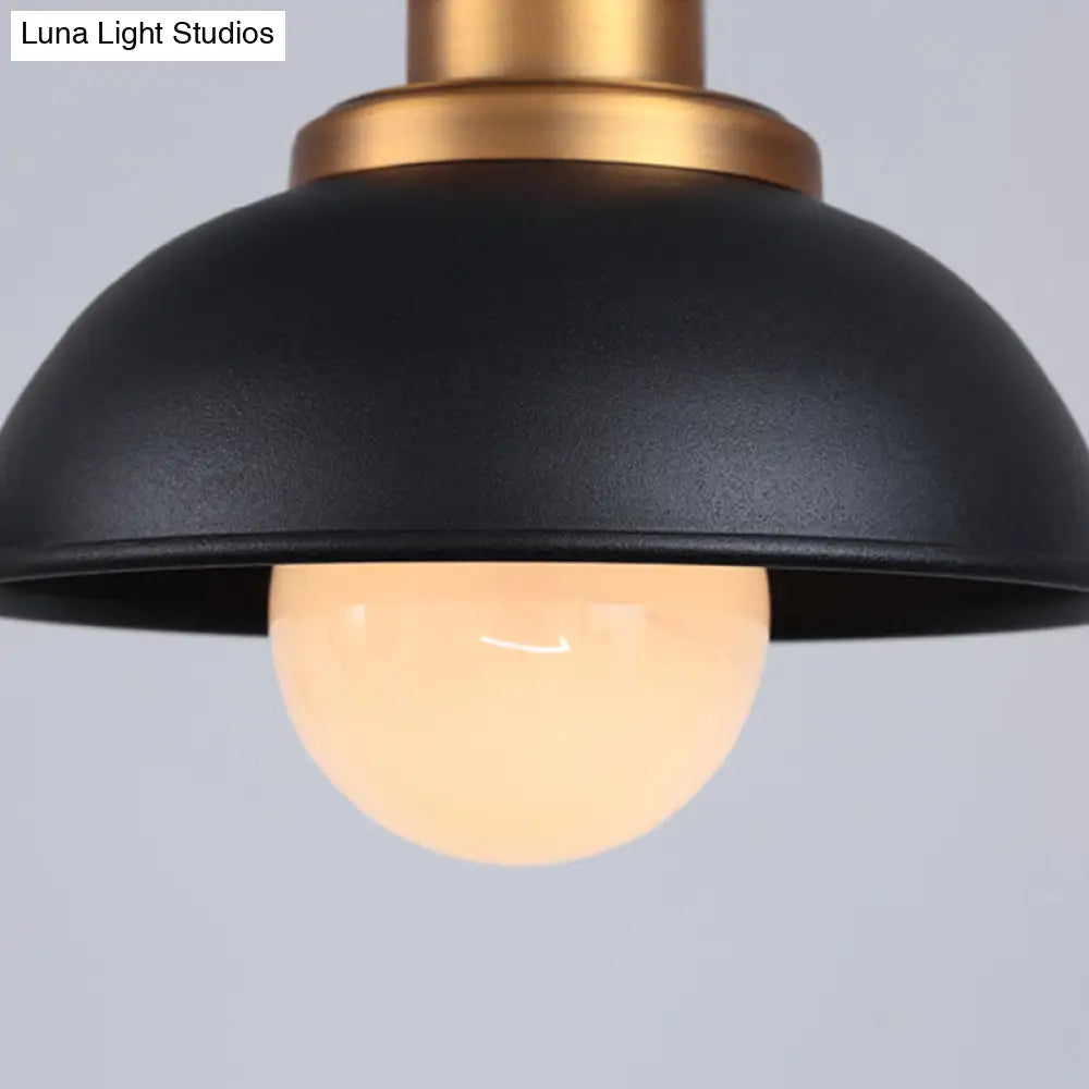 DecorBites™ Industrial Style Dome Kitchen Island Light Fixture with 3 Metallic Lights - Black/White