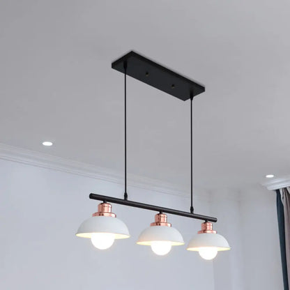 DecorBites™ Industrial Style Dome Kitchen Island Light Fixture with 3 Metallic Lights - Black/White