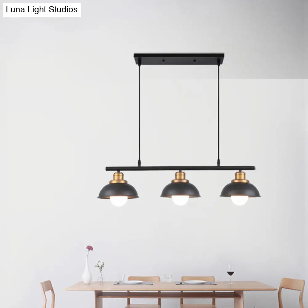 DecorBites™ Industrial Style Dome Kitchen Island Light Fixture with 3 Metallic Lights - Black/White