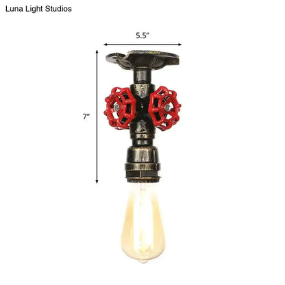 DecorBites™ DecorBites™ Industrial Style Exposed Bulb Semi Flush Mount Ceiling Light in Antique Bronze/Silver/Brass with Water Valve - 1 Light