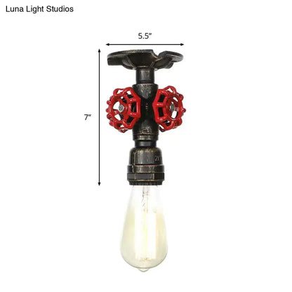 DecorBites™ DecorBites™ Industrial Style Exposed Bulb Semi Flush Mount Ceiling Light in Antique Bronze/Silver/Brass with Water Valve - 1 Light