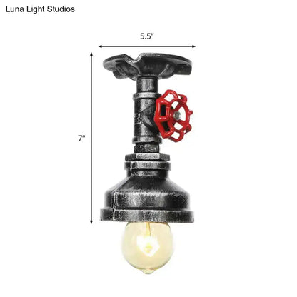 DecorBites™ DecorBites™ Industrial Style Exposed Bulb Semi Flush Mount Ceiling Light in Antique Bronze/Silver/Brass with Water Valve - 1 Light