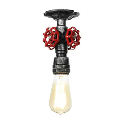 DecorBites™ DecorBites™ Industrial Style Exposed Bulb Semi Flush Mount Ceiling Light in Antique Bronze/Silver/Brass with Water Valve - 1 Light