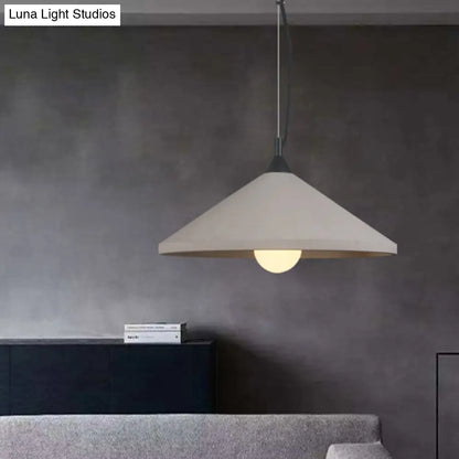 Industrial-Style Flare Pendant Lamp with Wide Cement Shade - Grey