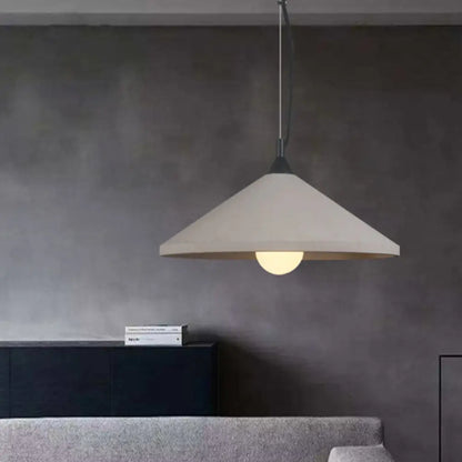 Industrial-Style Flare Pendant Lamp with Wide Cement Shade - Grey