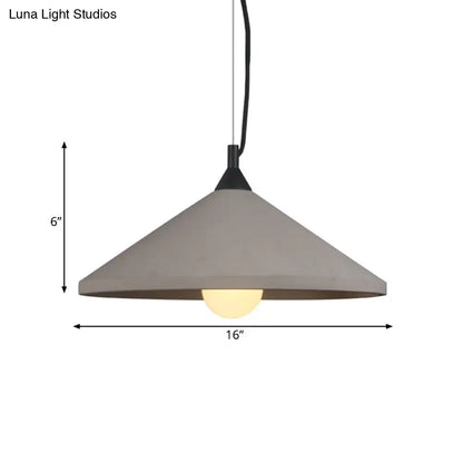 Industrial-Style Flare Pendant Lamp with Wide Cement Shade - Grey