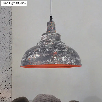 Industrial Style Gray/White Wrought Iron Dome Pendant Ceiling Light for Restaurants