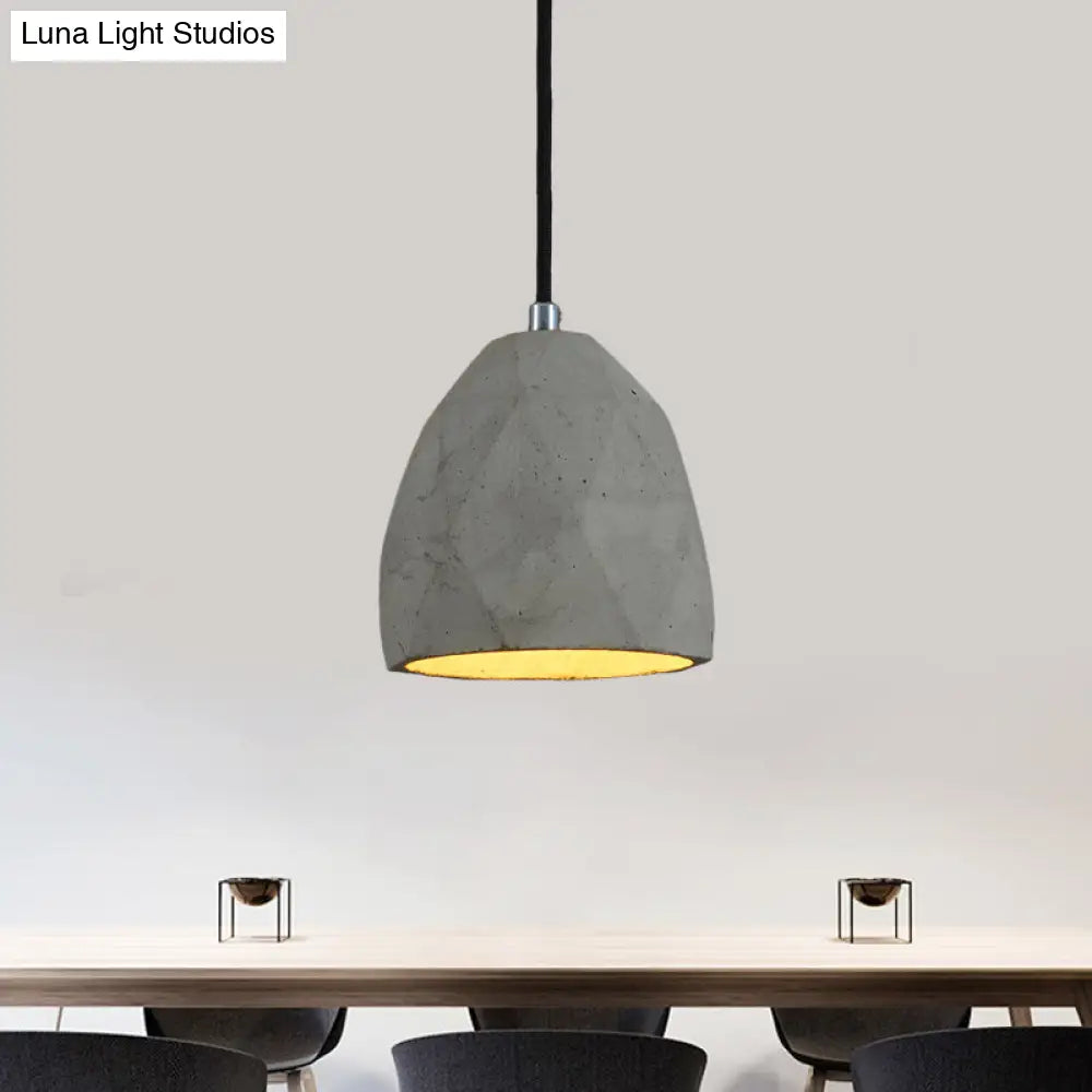 Industrial-Style Grey Dome Cement Pendant Light – Restaurant Hanging Lamp Kit