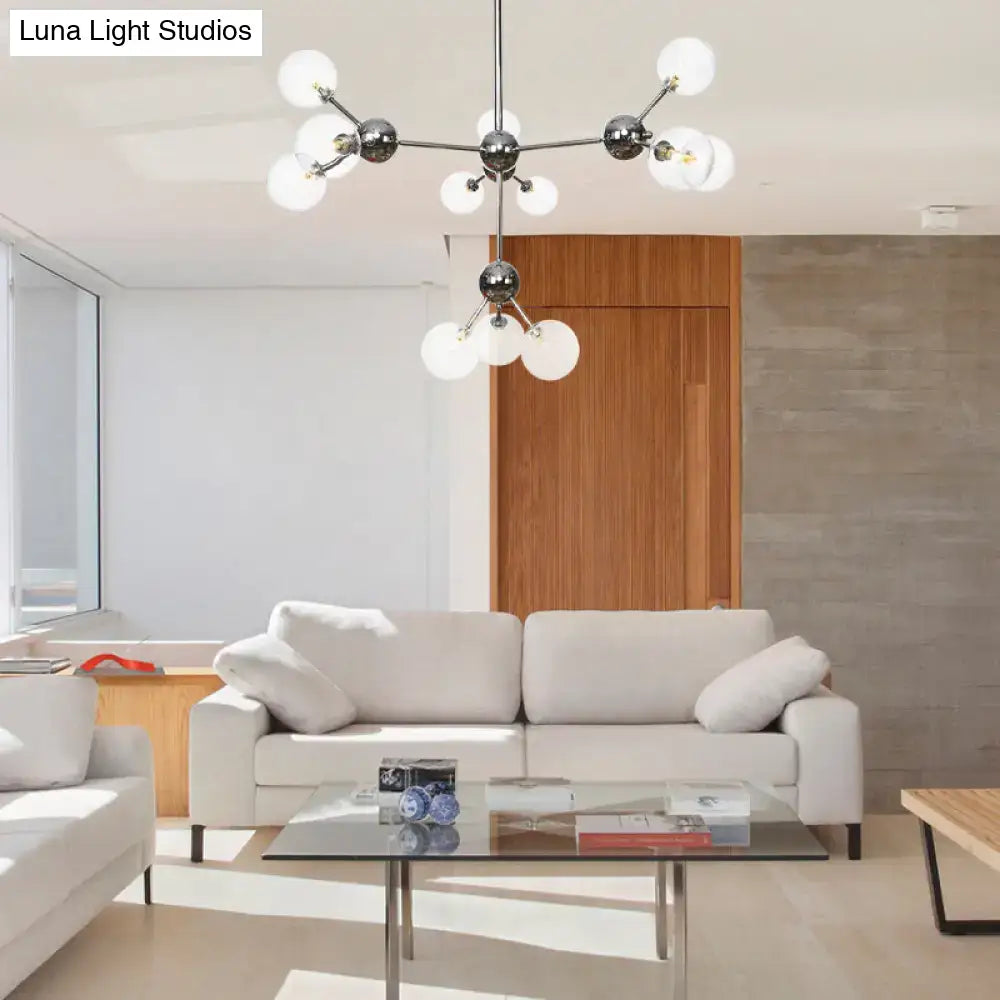 Industrial Style Hanging Chandelier Light - 13"/27.5"/34" W Orbit Shade - Amber/Clear/Smoke Gray Glass - 3/9/12 Lights