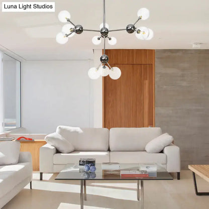 Industrial Style Hanging Chandelier Light - 13"/27.5"/34" W Orbit Shade - Amber/Clear/Smoke Gray Glass - 3/9/12 Lights