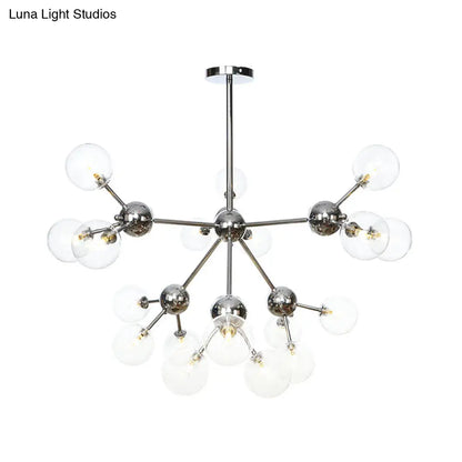 Industrial Style Hanging Chandelier Light - 13"/27.5"/34" W Orbit Shade - Amber/Clear/Smoke Gray Glass - 3/9/12 Lights