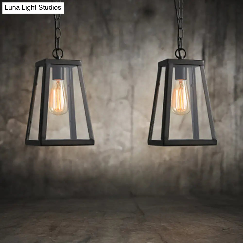 Industrial Style Hanging Lamp with Clear Glass Shade for Living Room