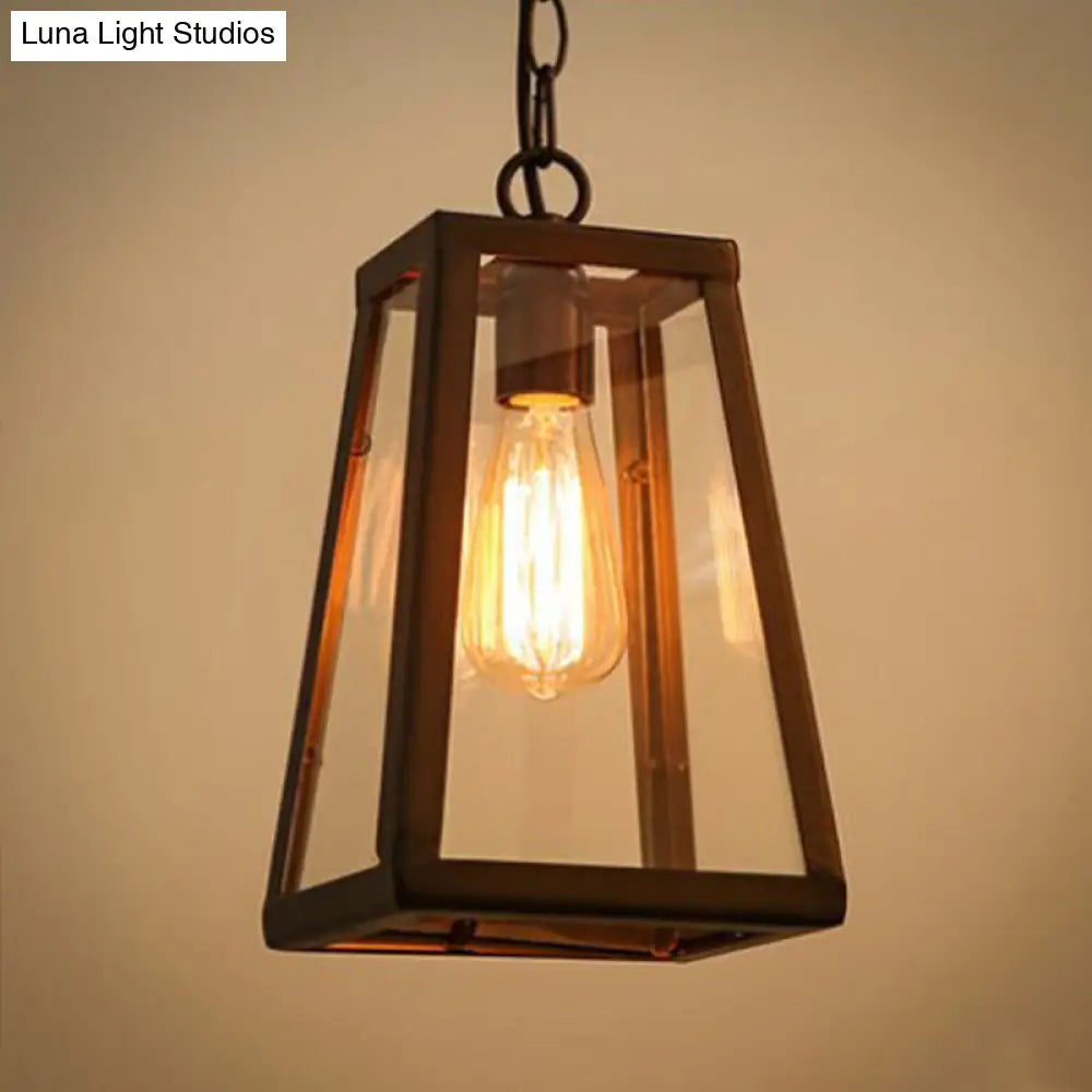 Industrial Style Hanging Lamp with Clear Glass Shade for Living Room