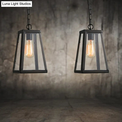 Industrial Style Hanging Lamp with Clear Glass Shade for Living Room