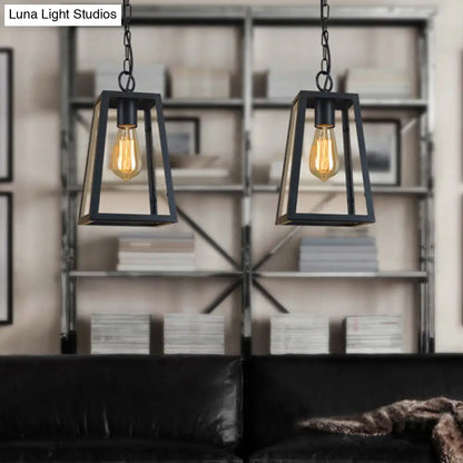 Industrial Style Hanging Lamp with Clear Glass Shade for Living Room