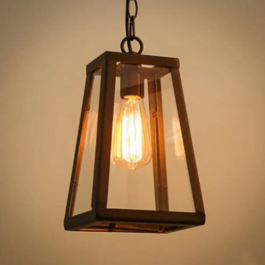 Industrial Style Hanging Lamp with Clear Glass Shade for Living Room