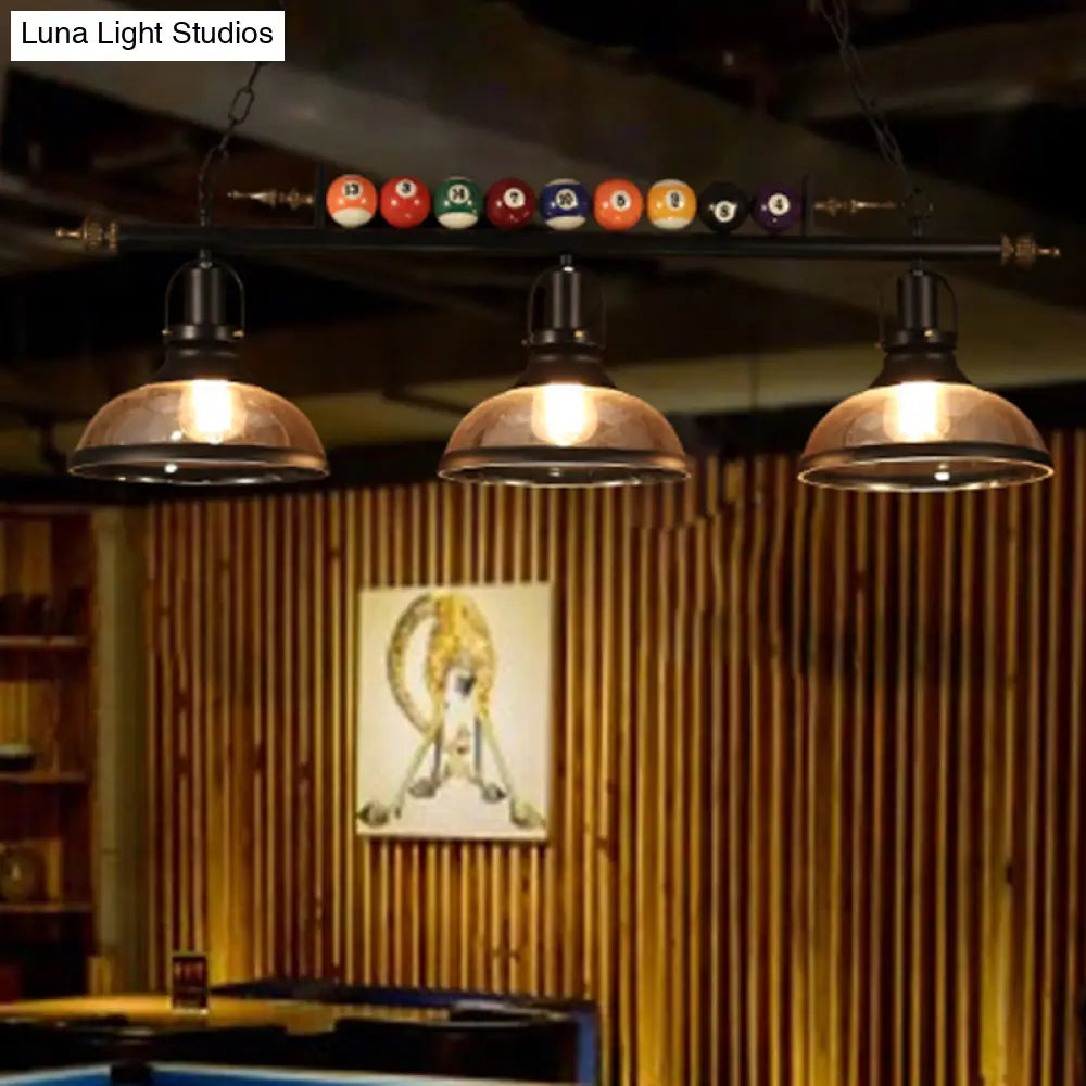 DecorBites™ Industrial Style Hanging Light with Metal Black Finish and Billiard Ball Deco