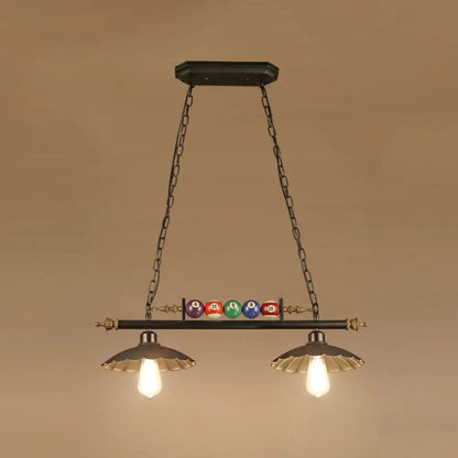 DecorBites™ Industrial Style Hanging Light with Metal Black Finish and Billiard Ball Deco