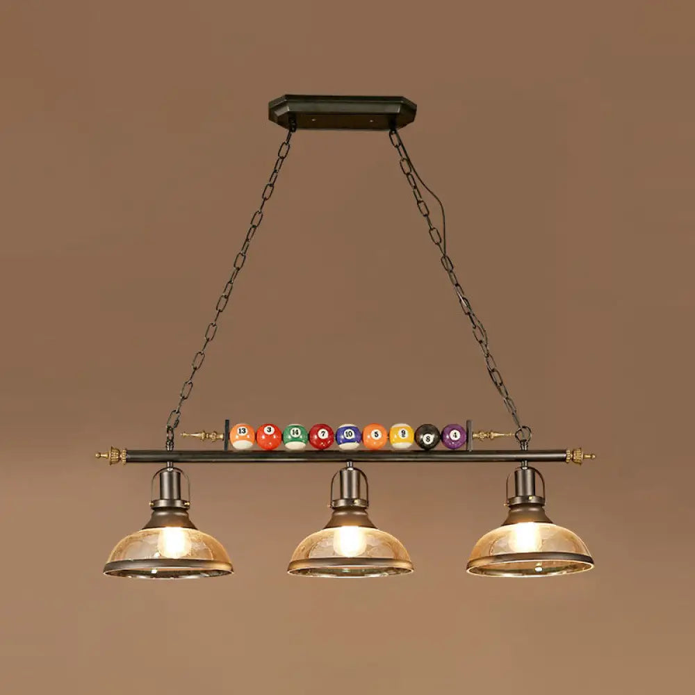 DecorBites™ Industrial Style Hanging Light with Metal Black Finish and Billiard Ball Deco
