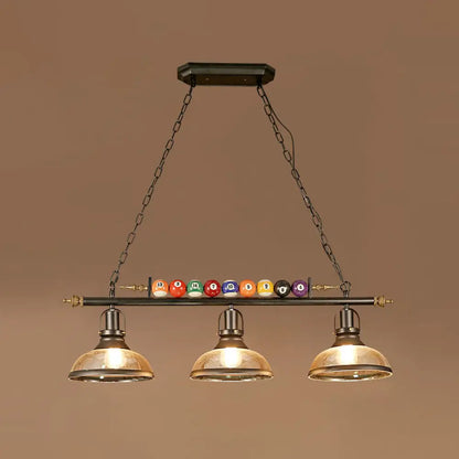 DecorBites™ Industrial Style Hanging Light with Metal Black Finish and Billiard Ball Deco