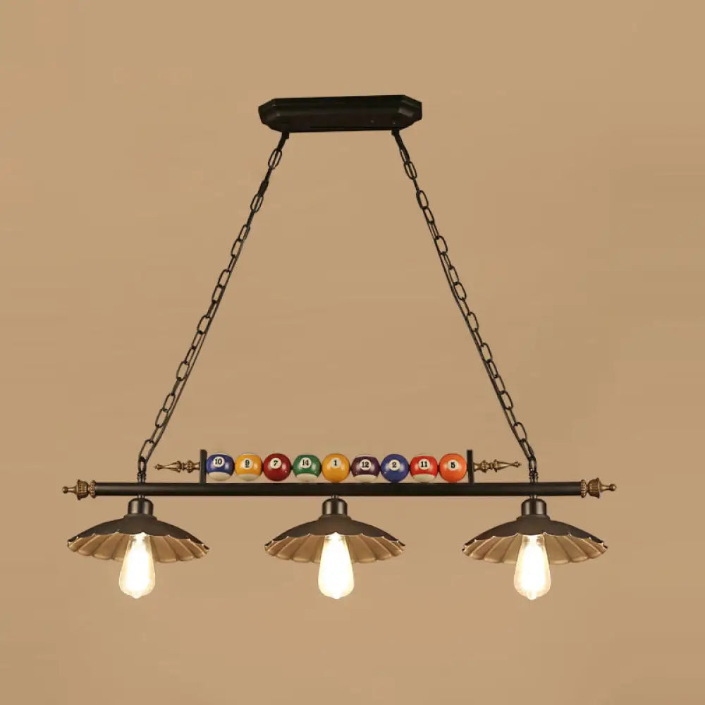 DecorBites™ Industrial Style Hanging Light with Metal Black Finish and Billiard Ball Deco