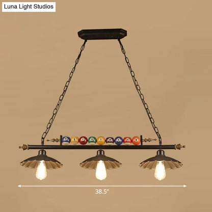 DecorBites™ Industrial Style Hanging Light with Metal Black Finish and Billiard Ball Deco