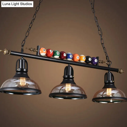 DecorBites™ Industrial Style Hanging Light with Metal Black Finish and Billiard Ball Deco