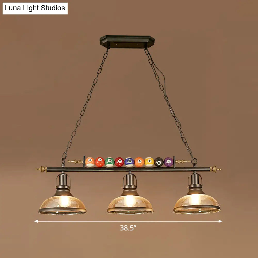 DecorBites™ Industrial Style Hanging Light with Metal Black Finish and Billiard Ball Deco