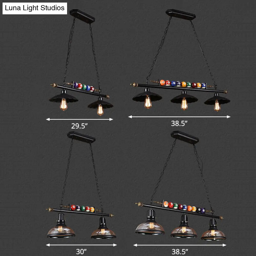 DecorBites™ Industrial Style Hanging Light with Metal Black Finish and Billiard Ball Deco