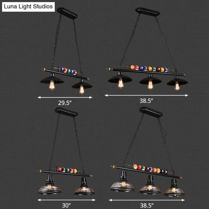 DecorBites™ Industrial Style Hanging Light with Metal Black Finish and Billiard Ball Deco