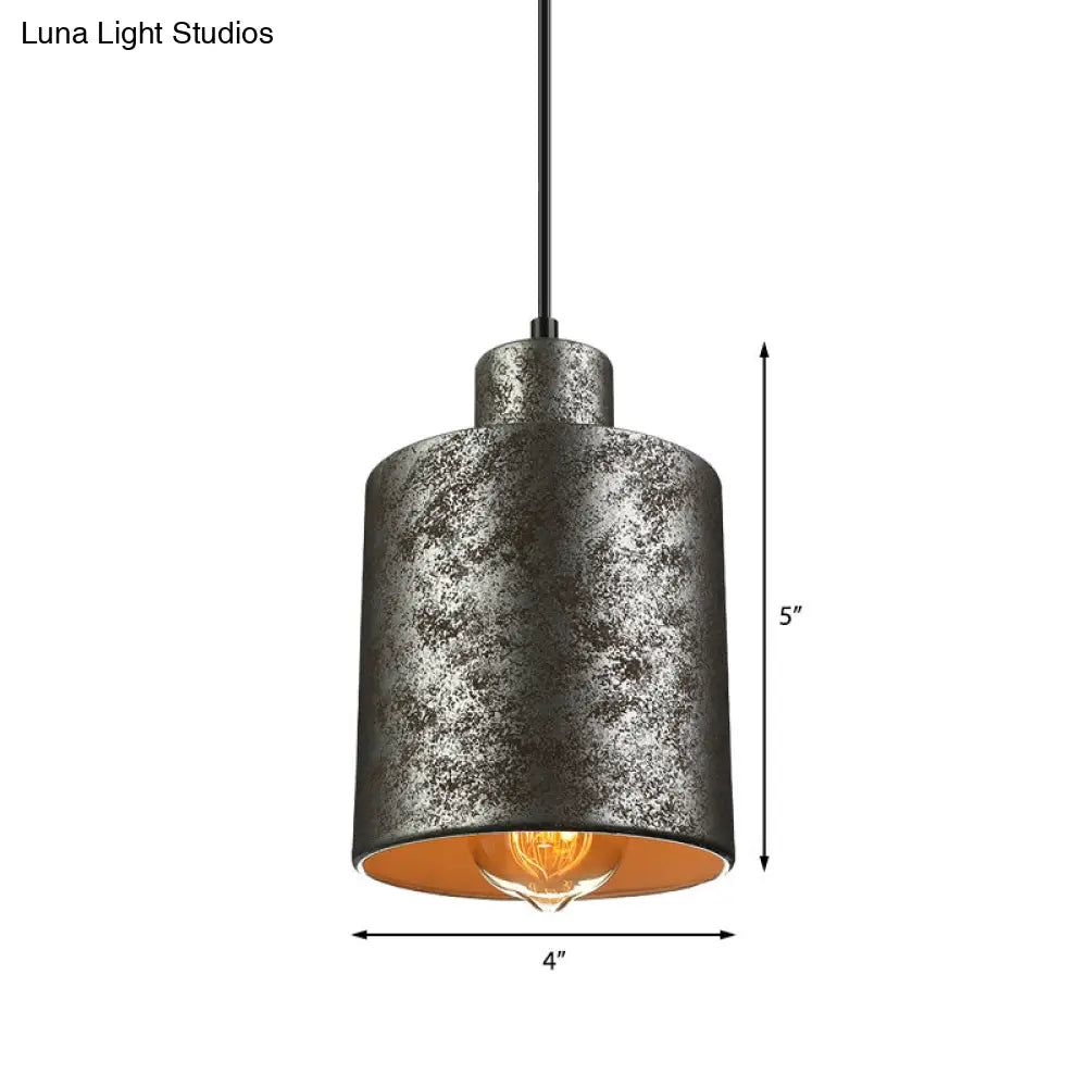 Industrial Style Iron Pendant Light Fixture - 4-Light Aged Black Shade - Indoor Hanging Lighting