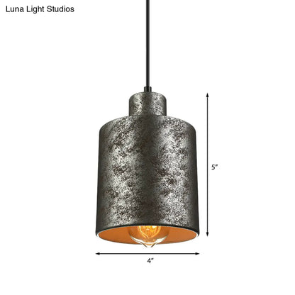 Industrial Style Iron Pendant Light Fixture - 4-Light Aged Black Shade - Indoor Hanging Lighting