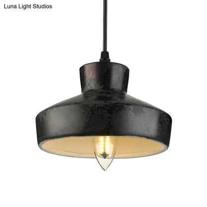 Industrial Style Iron Pendant Light Fixture - 4-Light Aged Black Shade - Indoor Hanging Lighting