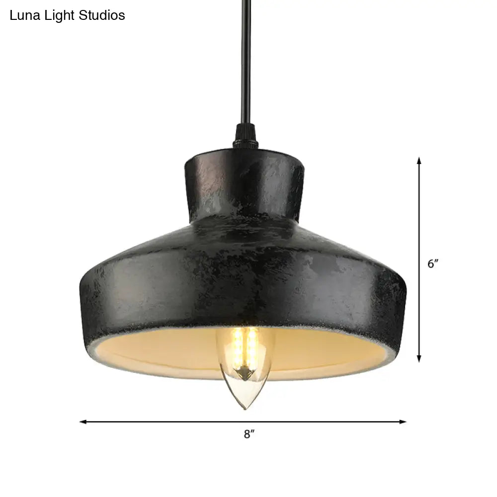 Industrial Style Iron Pendant Light Fixture - 4-Light Aged Black Shade - Indoor Hanging Lighting