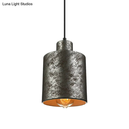 Industrial Style Iron Pendant Light Fixture - 4-Light Aged Black Shade - Indoor Hanging Lighting