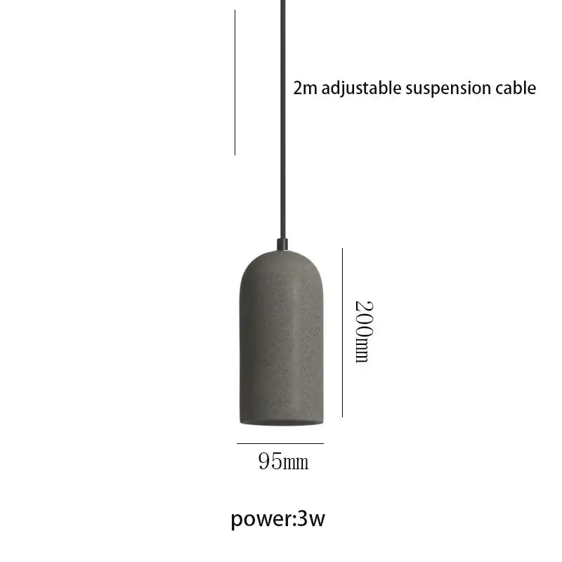 Gray concrete pendant light with cylindrical design and 2m cable for bedroom decorbites industrial style led chandelier