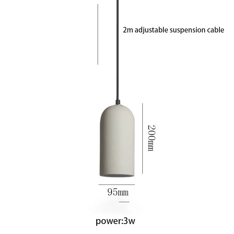 Minimalist off-white cylindrical pendant light with matte finish and black cable in decorbites industrial style led chandelier
